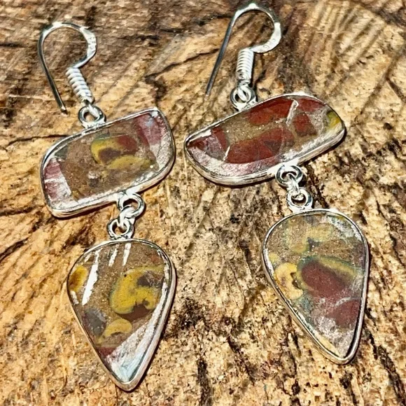 Ajooba Fruit Jasper Earrings 2” - Picture 3 of 4
